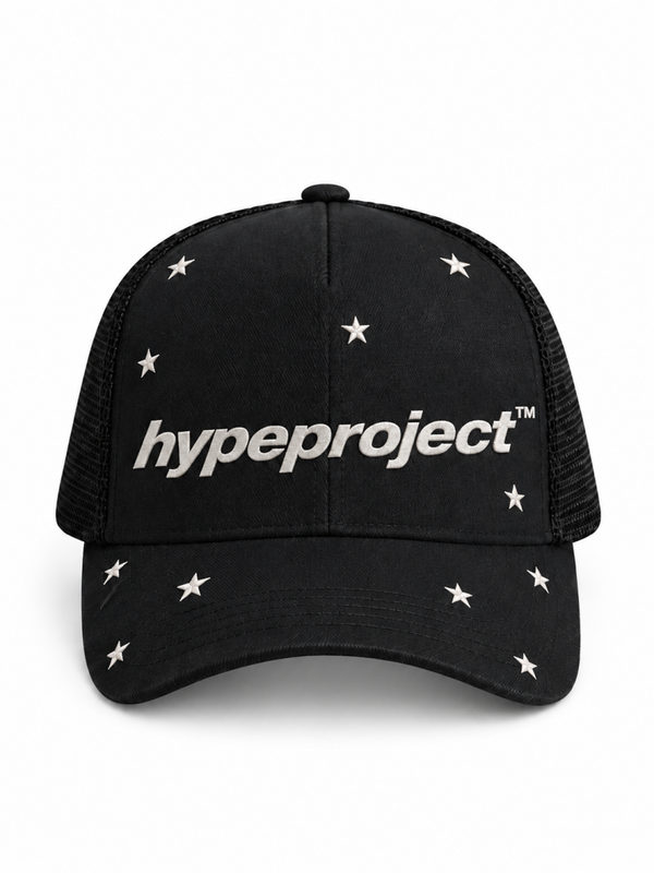 HYPE STAR TRUCKER CAP — BLACK/WHITE