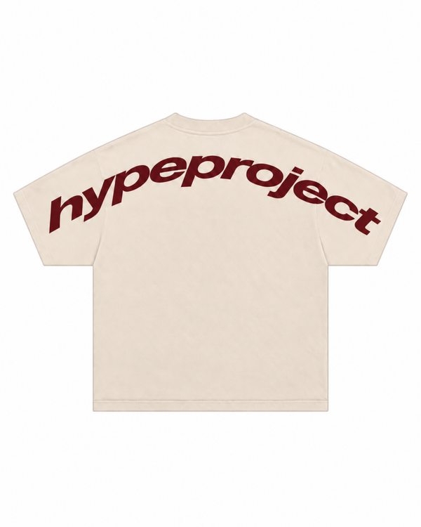 HYPE ARC TEE — CREAM/BURGUNDY