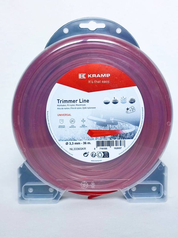 Fil de coupe pour débroussailleuse Carré rouge Kramp 3.3mm x 36m