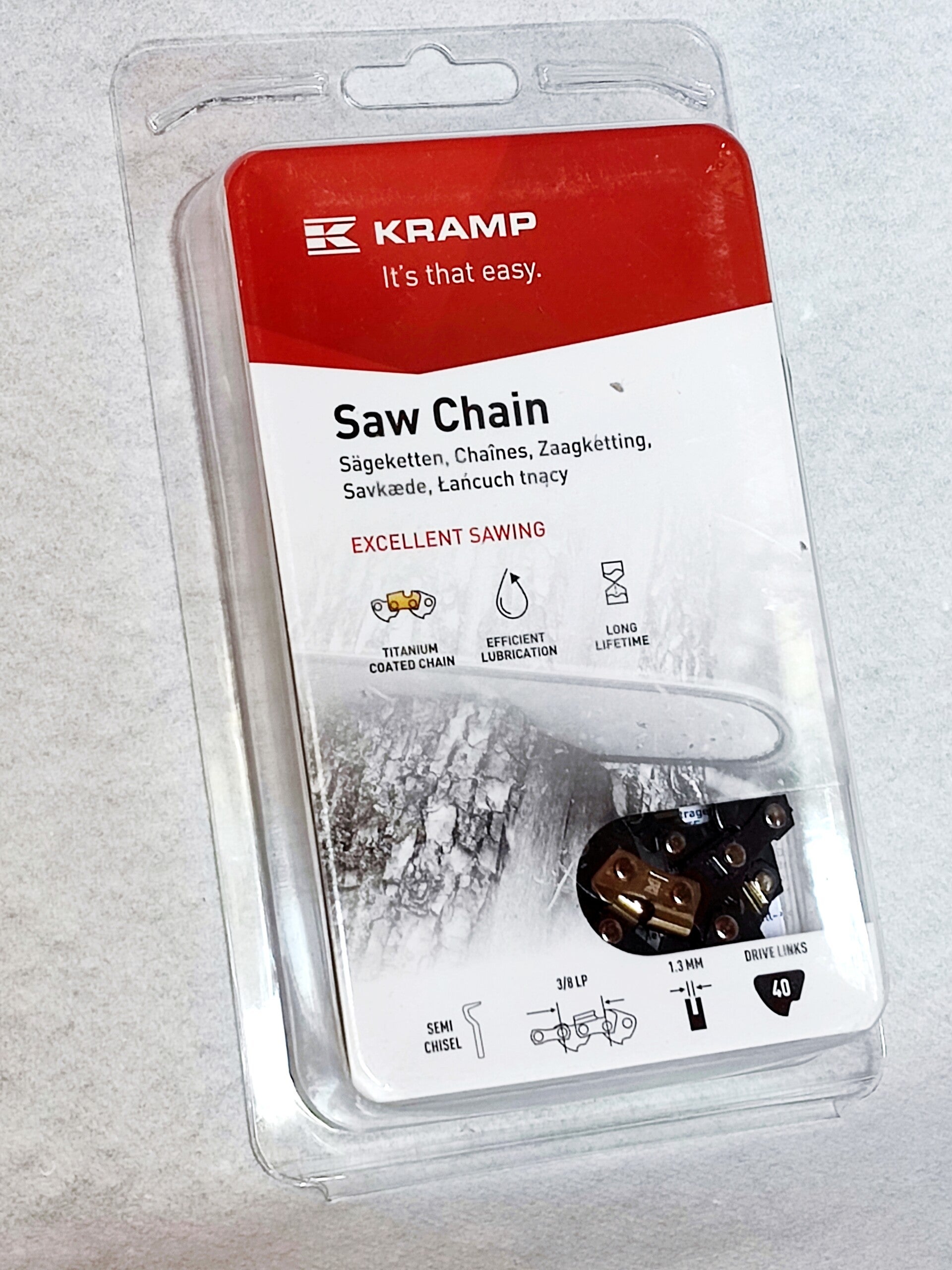 38LP13SB40KR Chaîne de tronçonneuse 3/8" 1,3mm 40 DL demi-ciseau Kramp