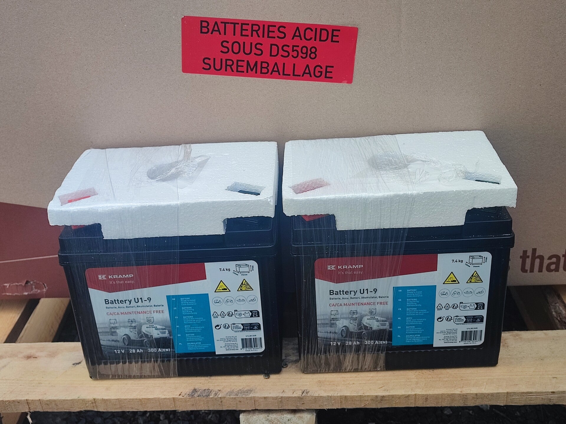 Lot de 2 Batteries U1-9 12V 28Ah 300A Kramp