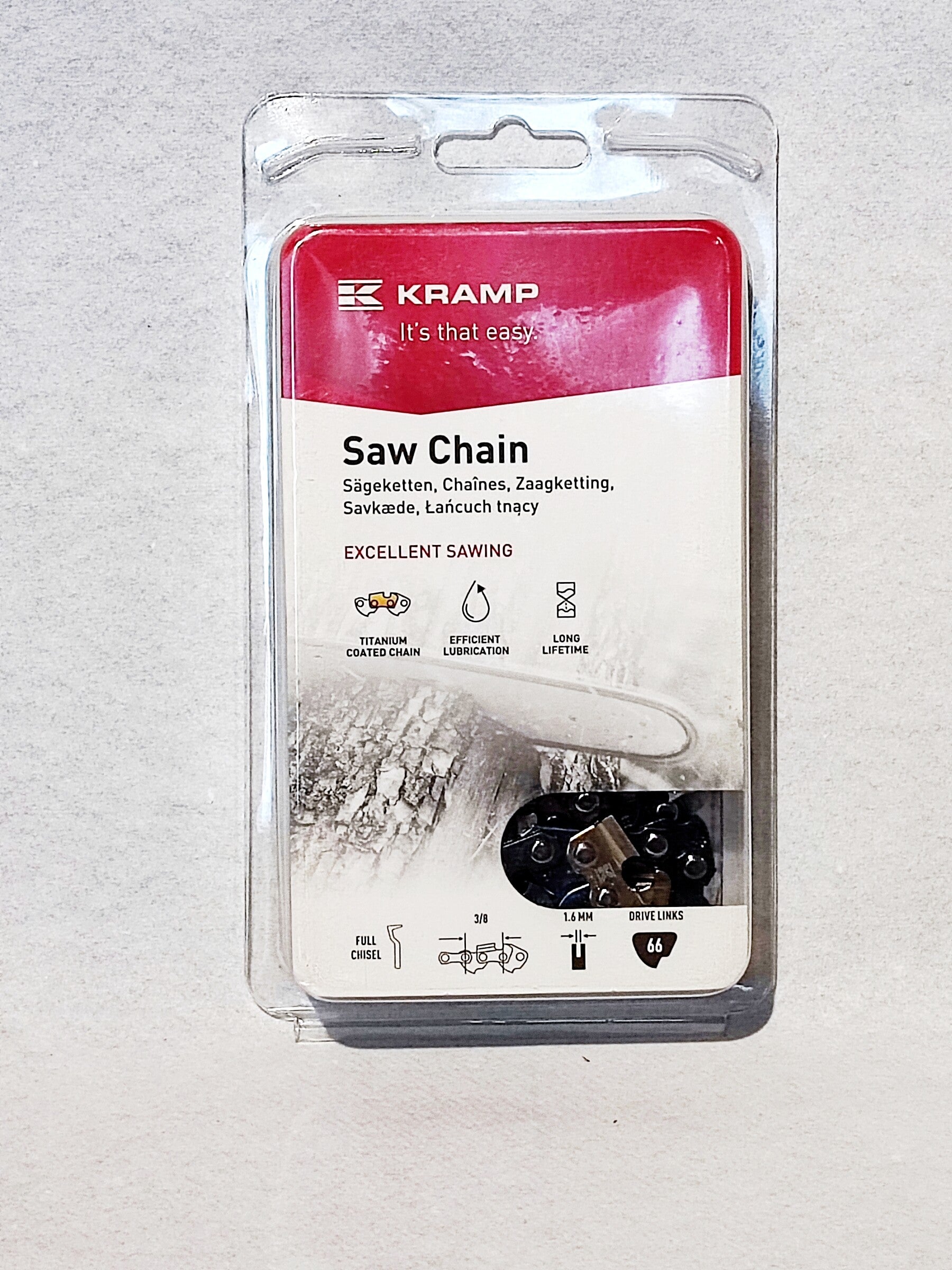 Chaine de tronçonneuse 3/8" 1,6mm(0.063") 66M
