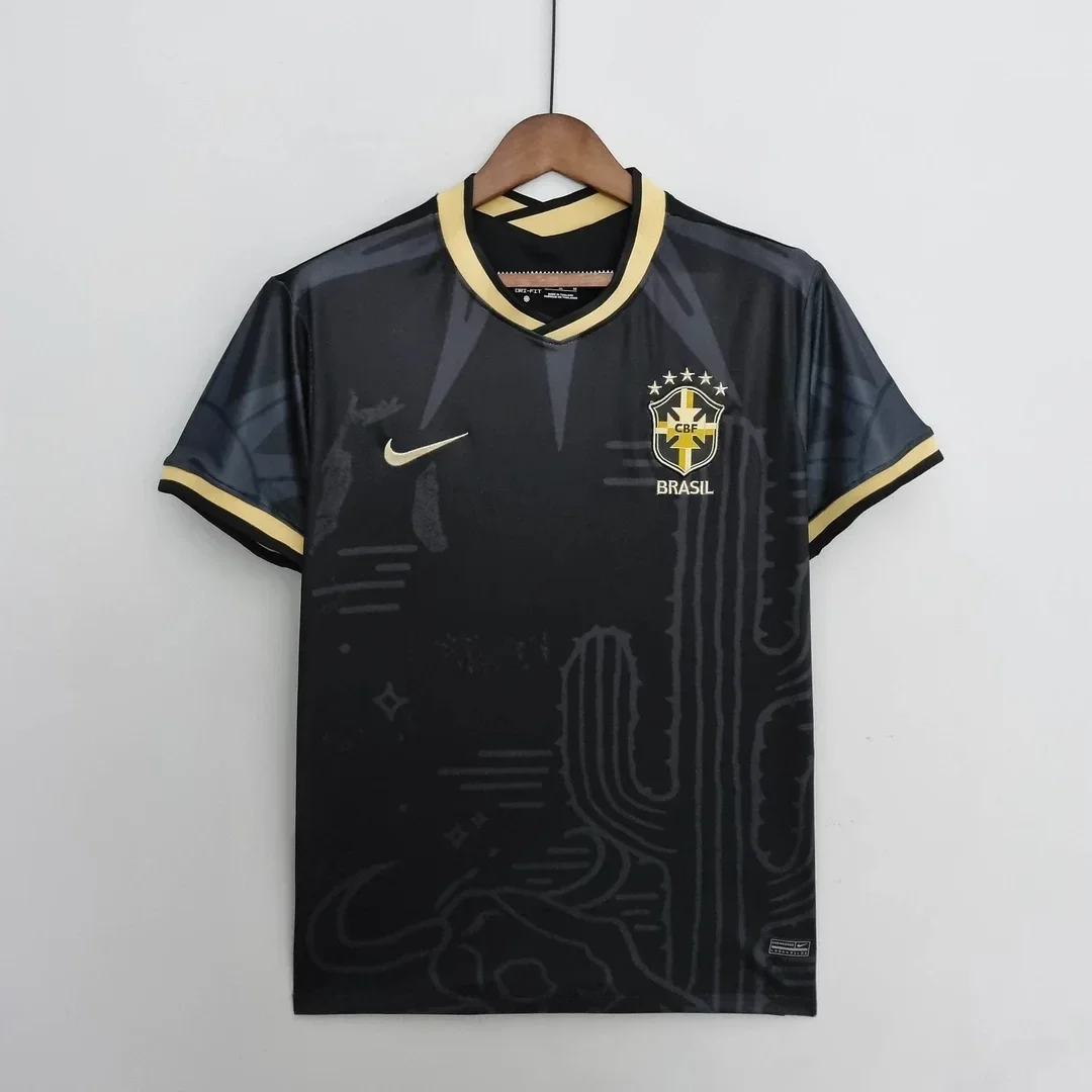 2022 Brazilië Special Edition Zwart Voetbalshirt 1:1