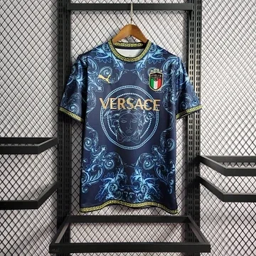 2022 Italië Herdenkingseditie Blauw Voetbalshirt 1:1