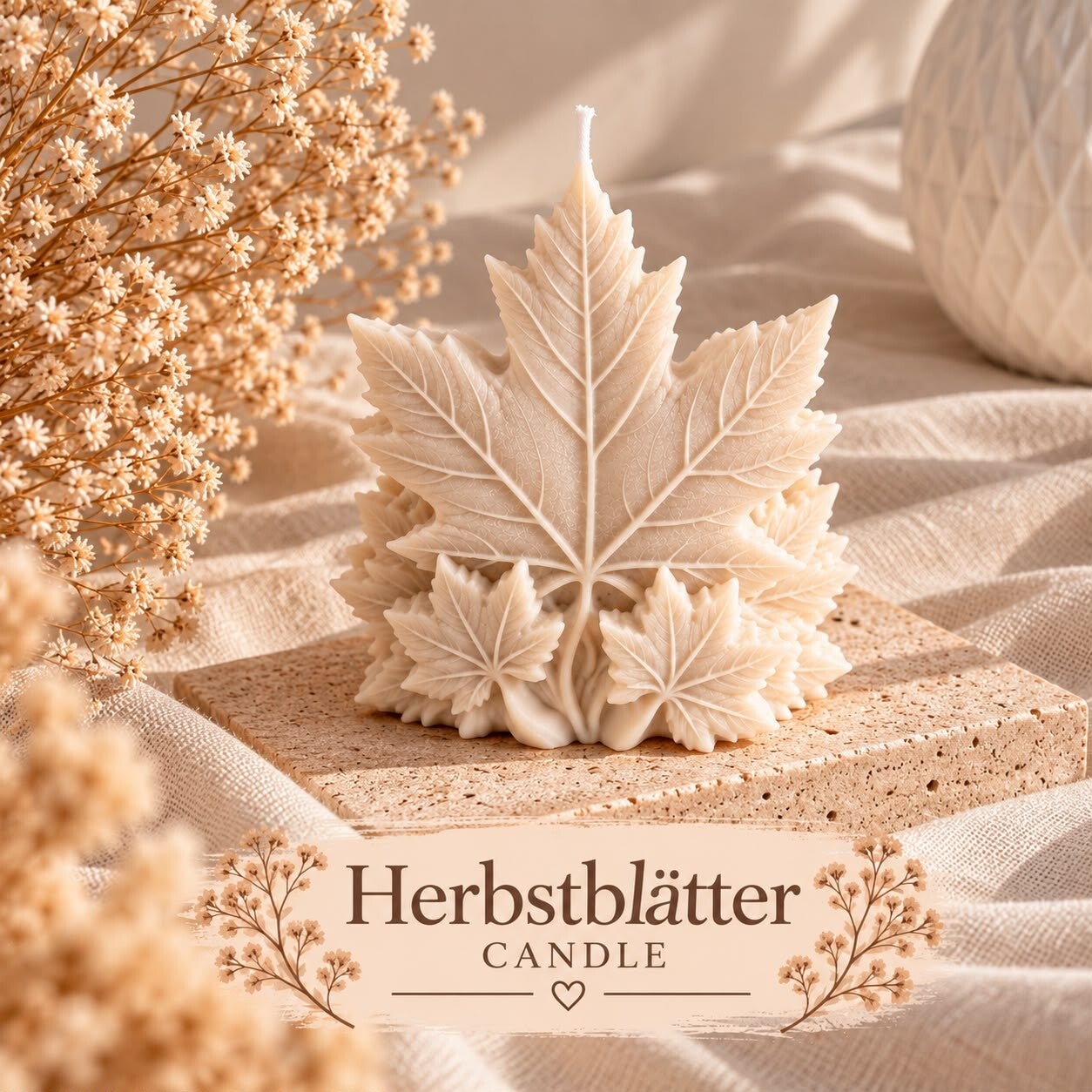 Herbstblätter Kerze