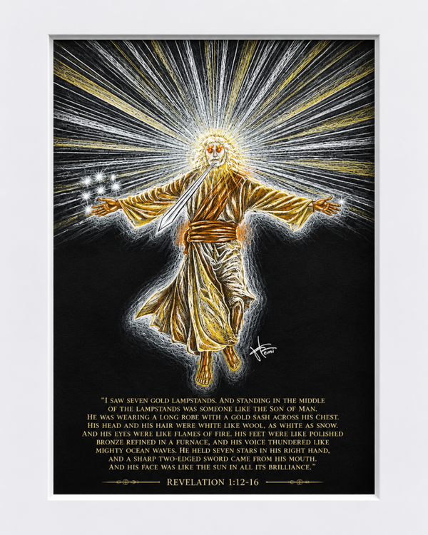 Jesus in Revelation 1 (2024) Biblical Signed Matted Print