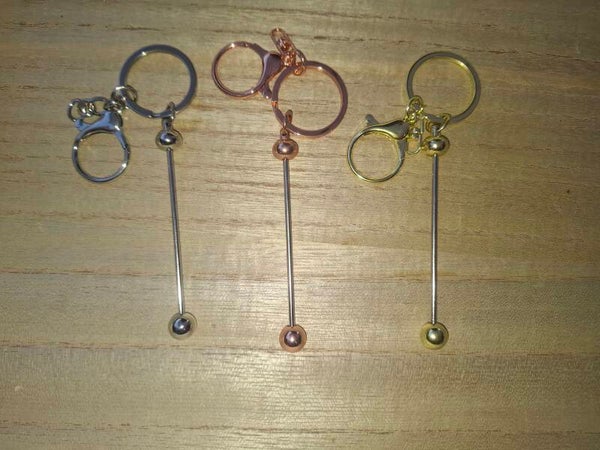 Kralen sleutelhanger staaf chroom