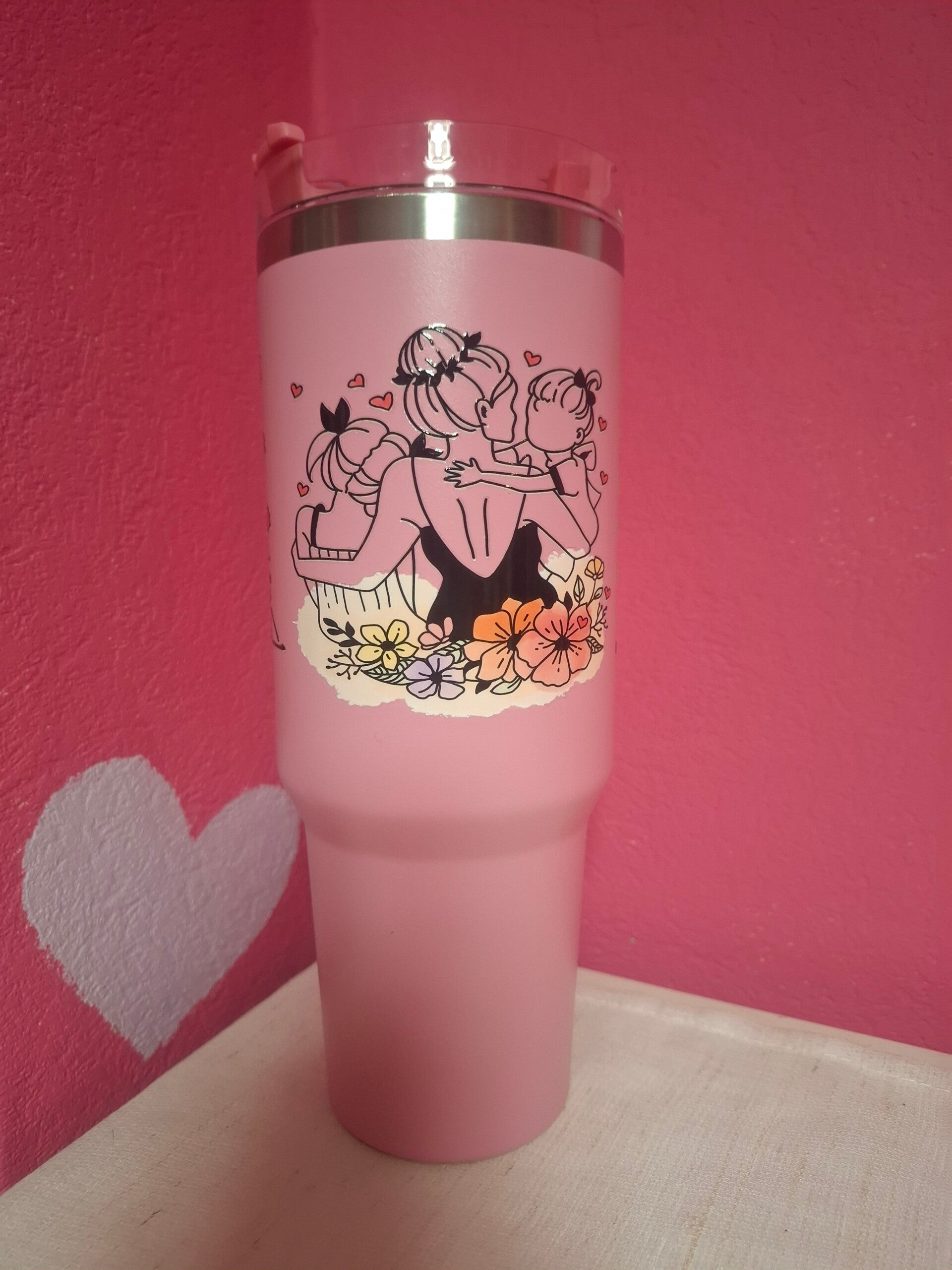 XL thermobeker roze mama 2 meisjes