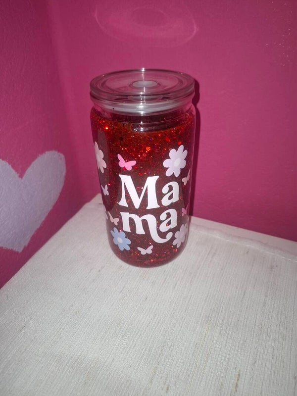 Snowglobe tumbler red mama