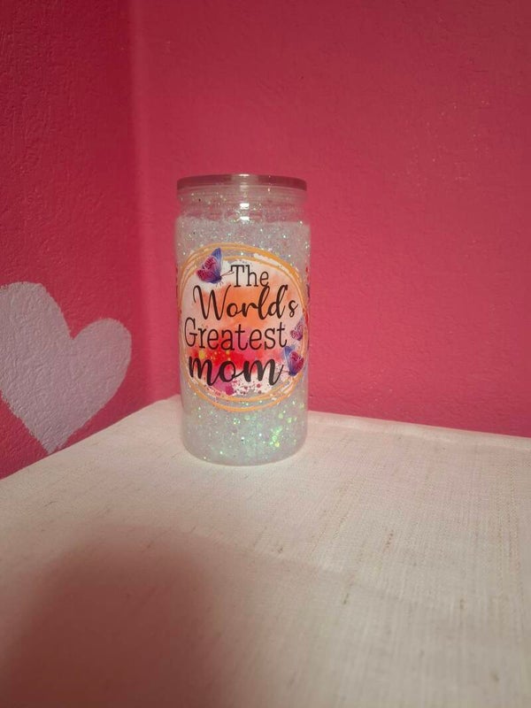 Snowglobe tumbler White greatest mom