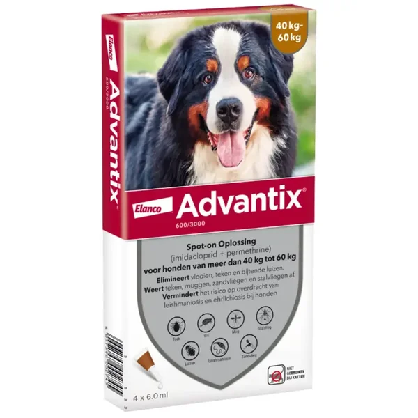 Advantix vlooien- en tekenpipet voor honden 600/3000 (40 tot 60 kg) 4 pipetten