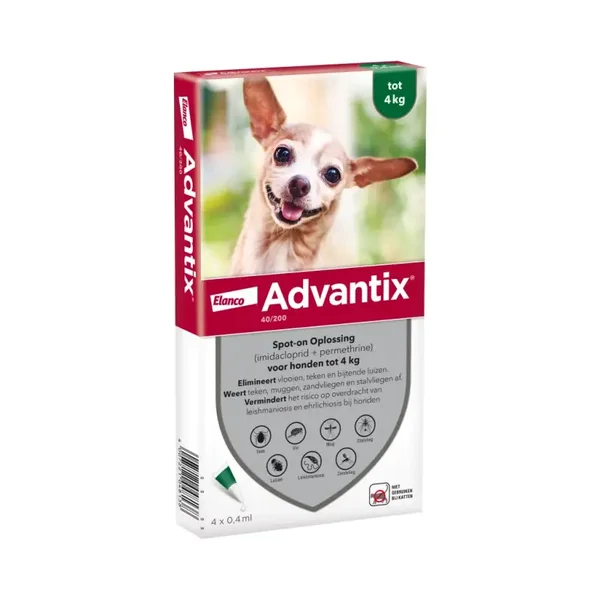 Advantix vlooien- en tekenpipet voor honden 40/200 (1,5 tot 4kg) 4 pipetten