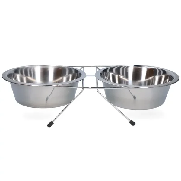 Voer en drinkbak RVS met standaard (4 maten)