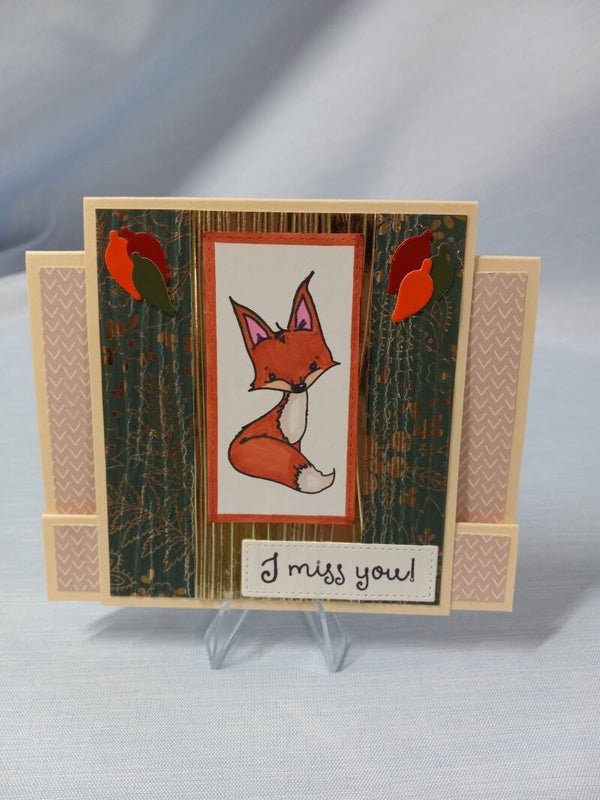 "Foxy Easel" Miss You Card