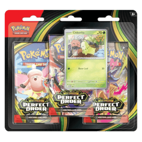 Pokémon Mega Evolution - Perfect Order - 3 Pack Blister Chikorita – Trading Card Blister – The Pokémon Company