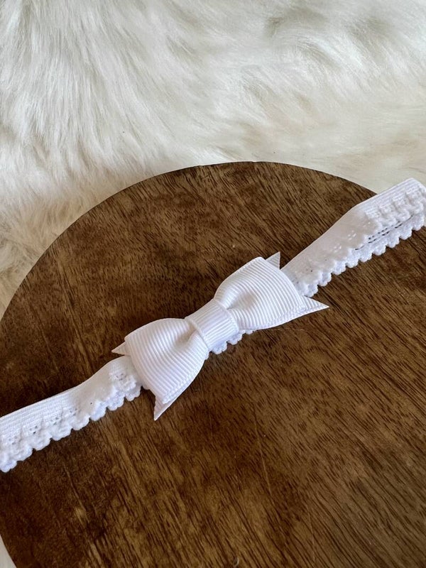 Newborn Baby Haarbandje Met Strik White