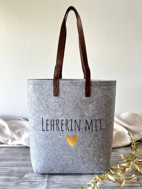 Filztasche groß "Lehrerin mit Herz 1"
