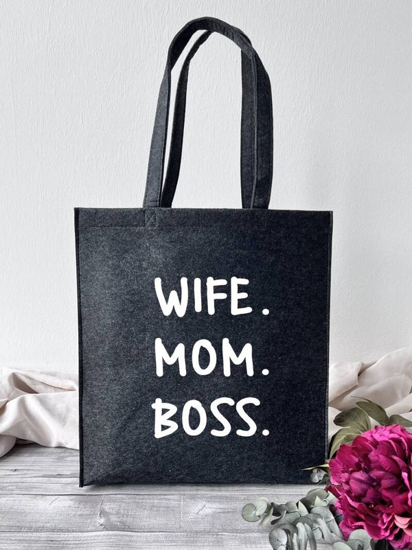 Filztasche groß "Wife. Mom. Boss."