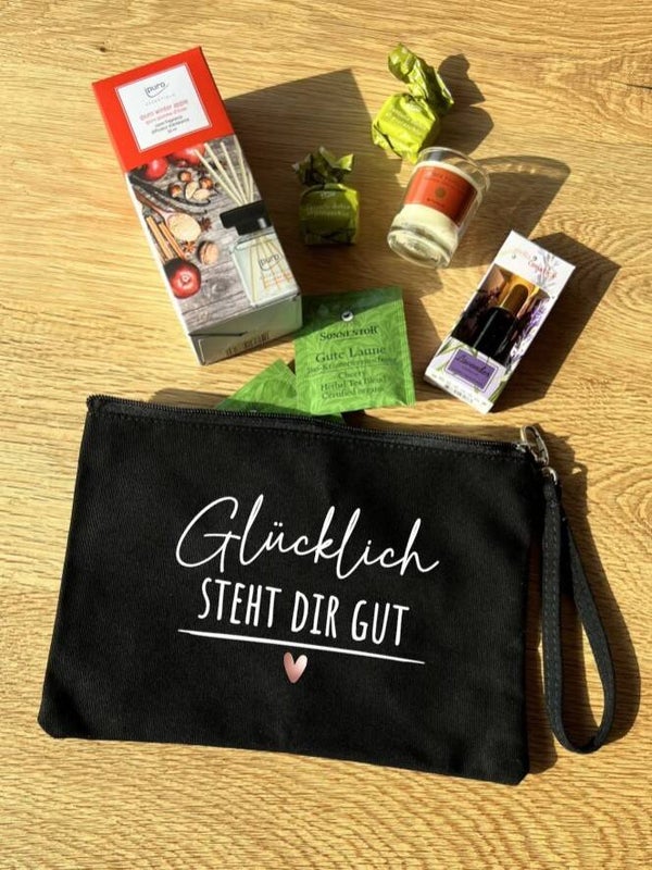 Stofftasche klein "Glücklich steht dir gut"