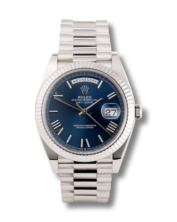 Rolex Daydate 40mm Blue Roman Dial 228239 2018 “WORN