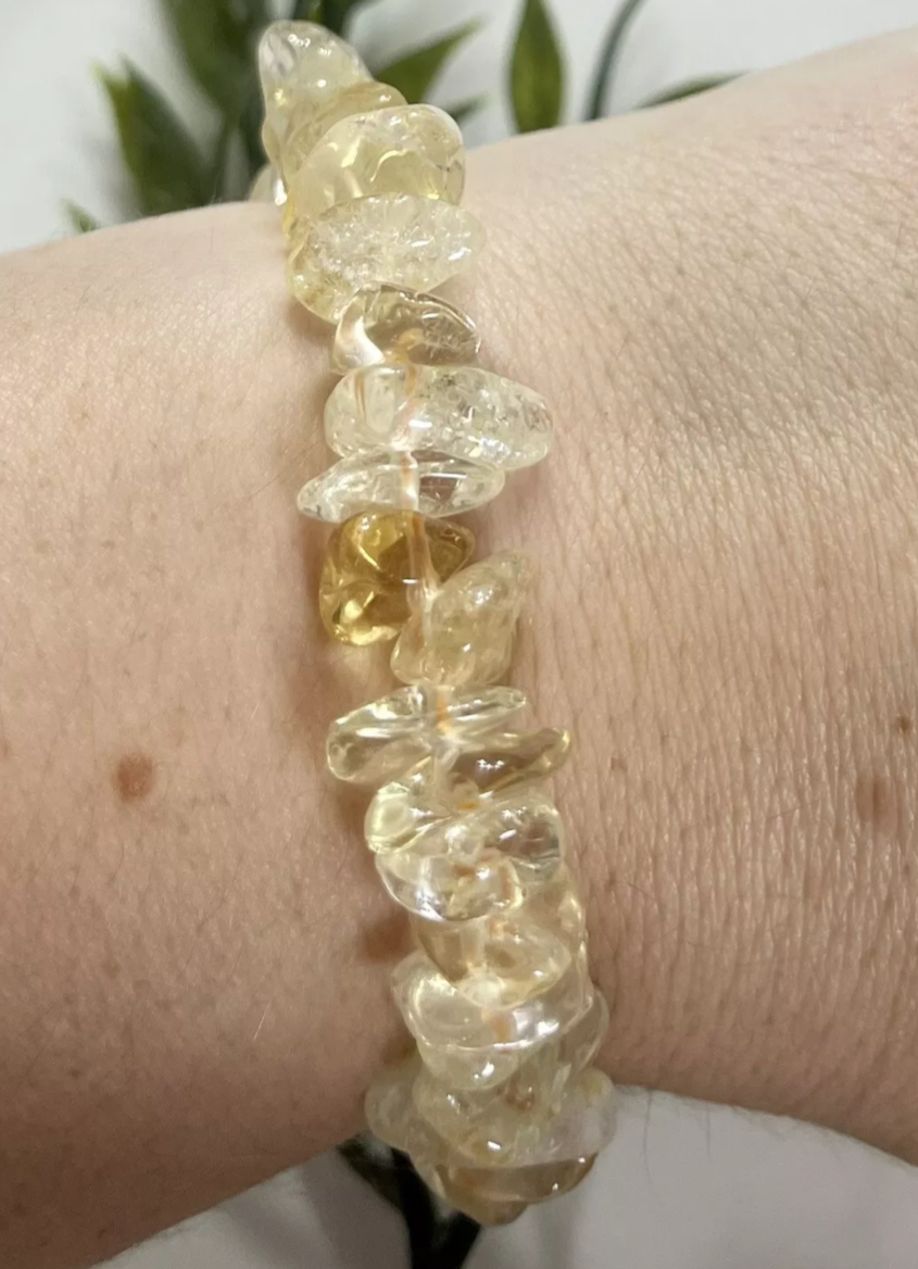 Citrine Chunky Chip Elastic Bracelet
