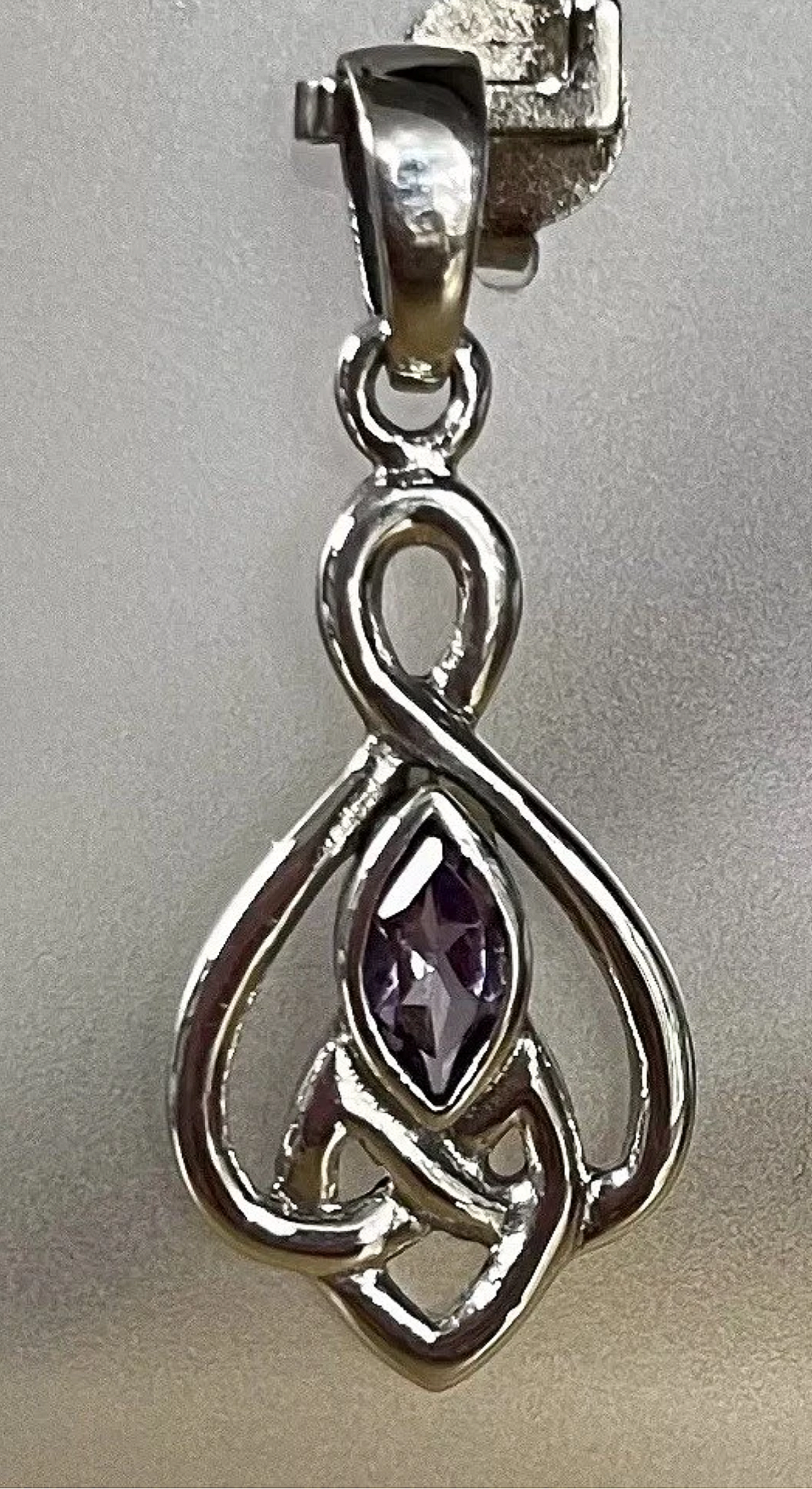 Amethyst Crystal Pendant With Celtic Design Sterling Silver 925