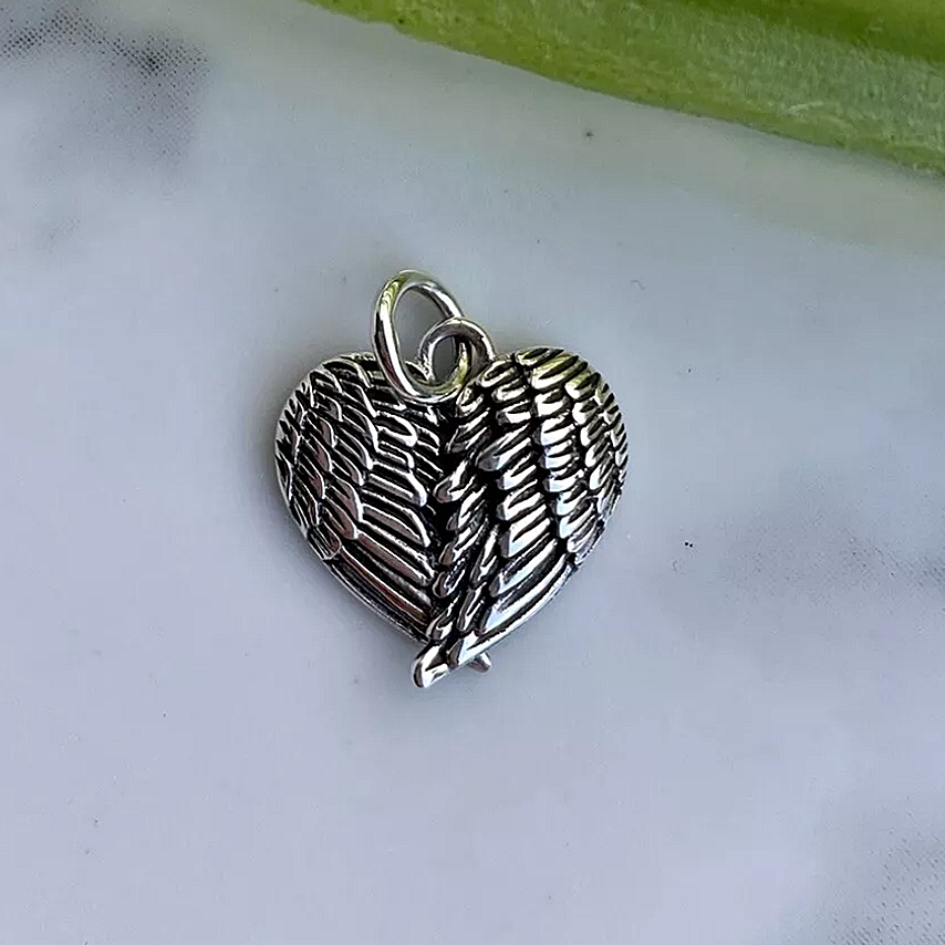 Angel Wings Heart Pendant 925 Sterling Silver