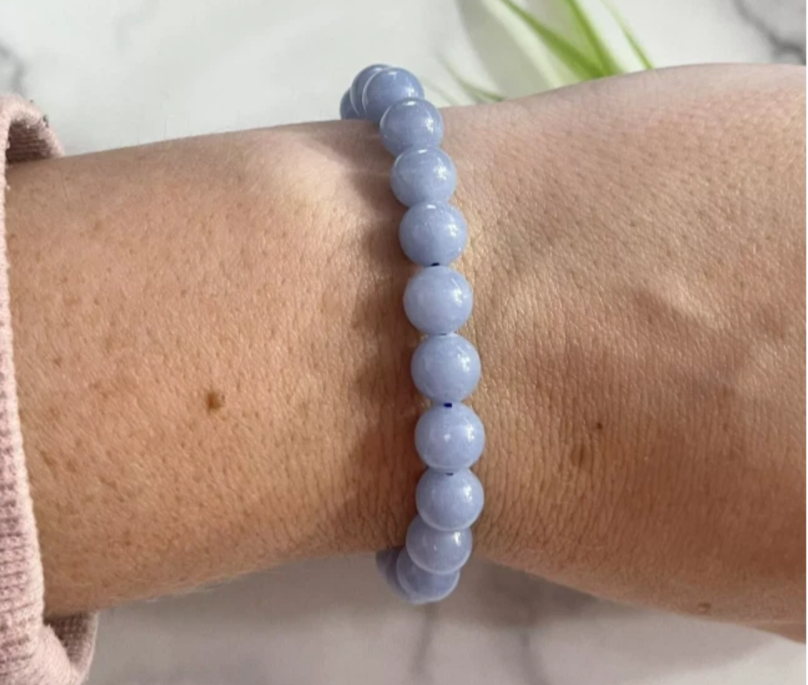 Angelite 8mm Beaded Bracelet