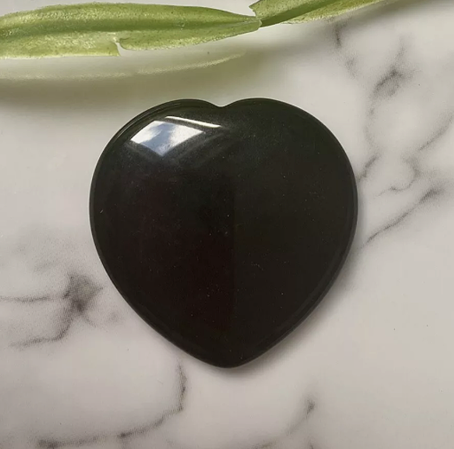 Black Obsidian Heart Worry Thumb Stone Gemstone Crystal