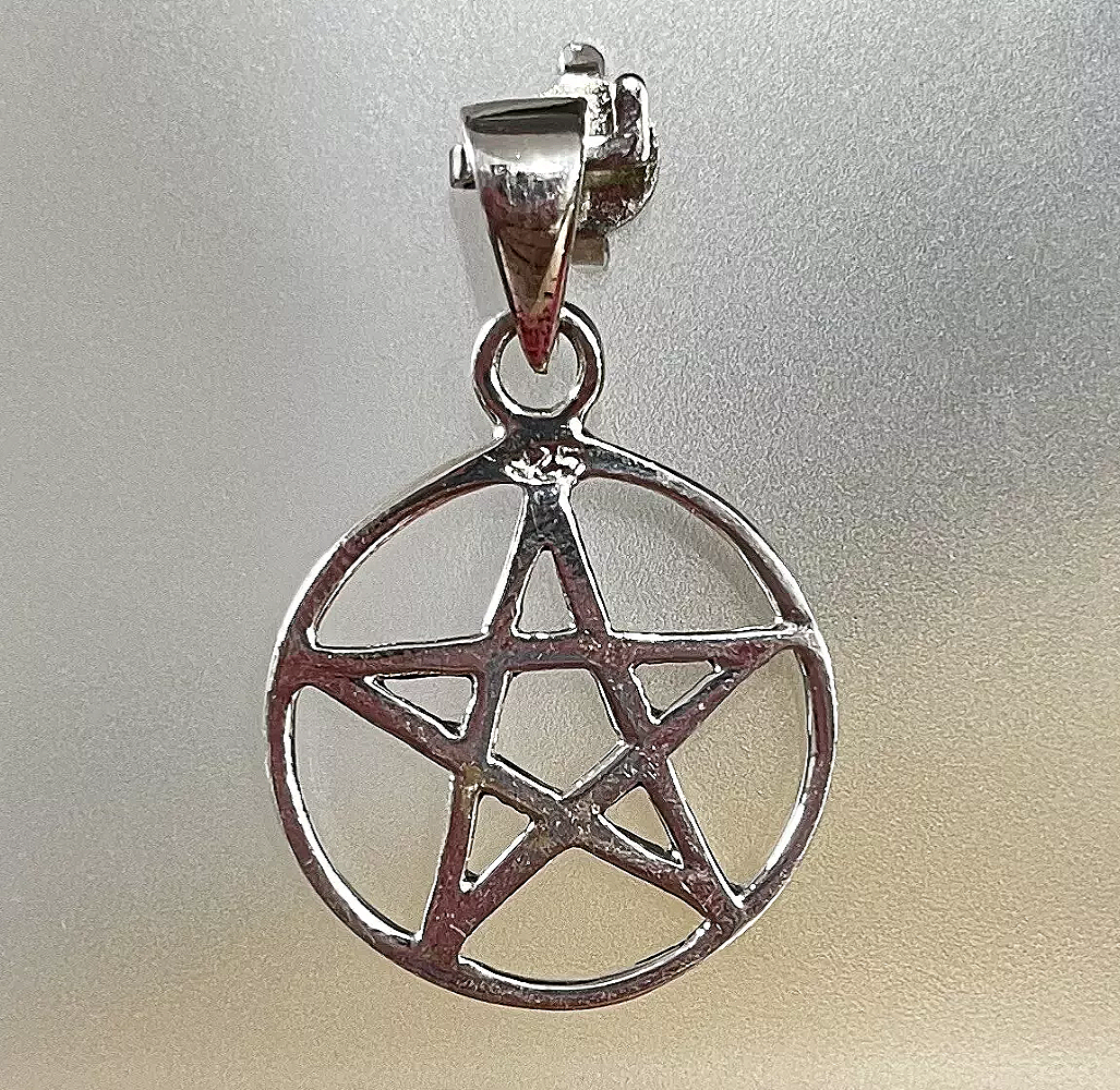 Pentagram Inside Circle Pendant 925 Sterling Silver