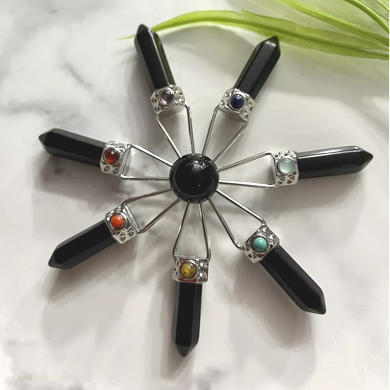 Black Obsidian Crystal Energy Generator Point 7 Chakra