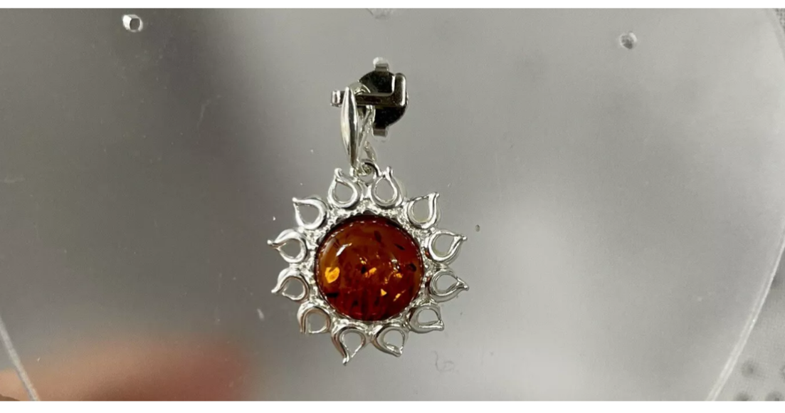 Cognac Baltic Amber Sun Pendant 1.5 grams Gemstone Pendant