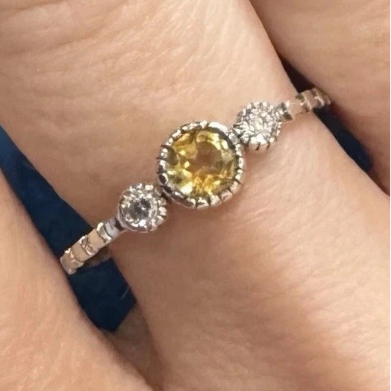 Citrine Ring Gemstone 925 Sterling Silver Size Q