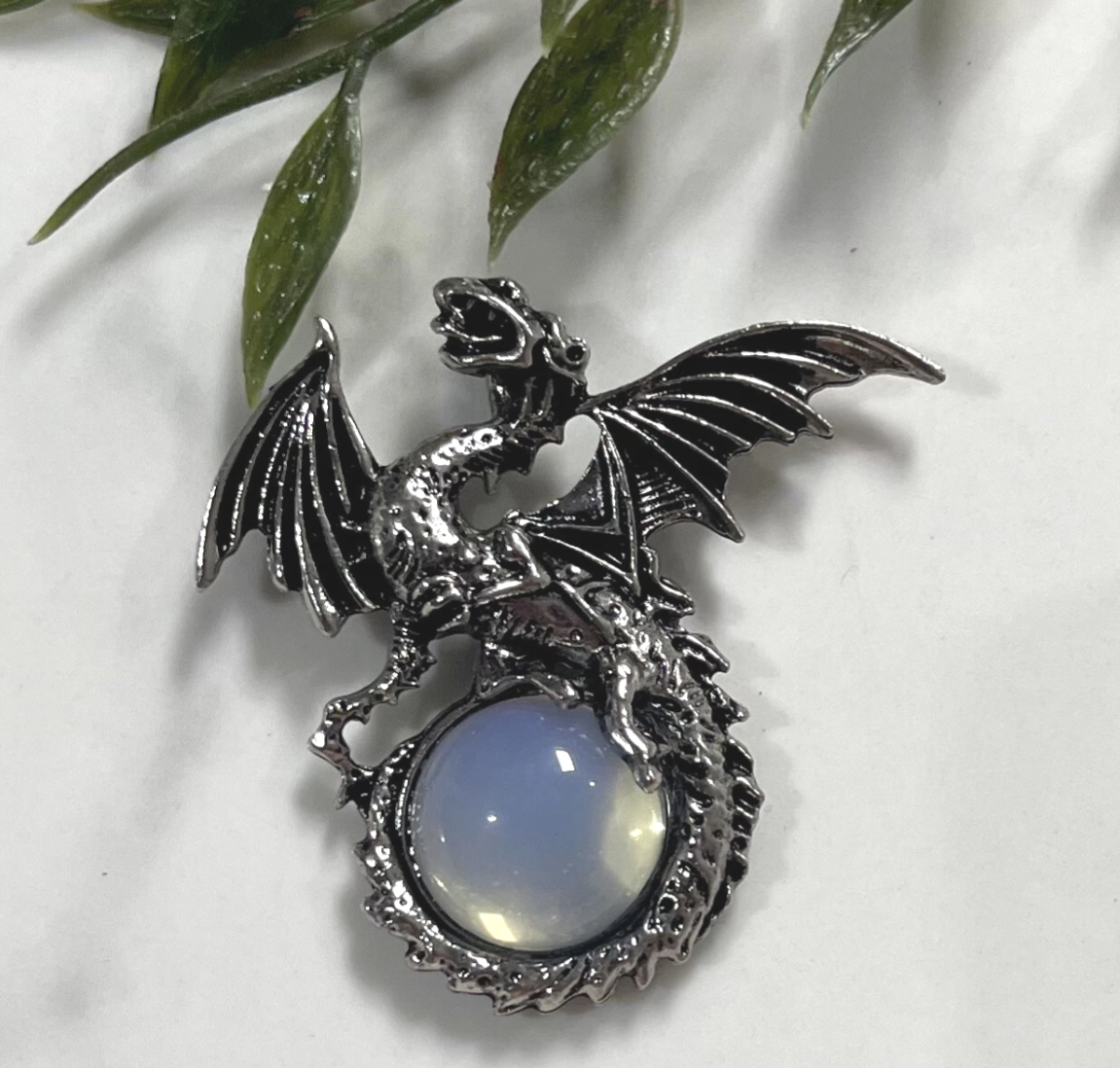 Opalite Gemstone Ball With Dragon Pendant
