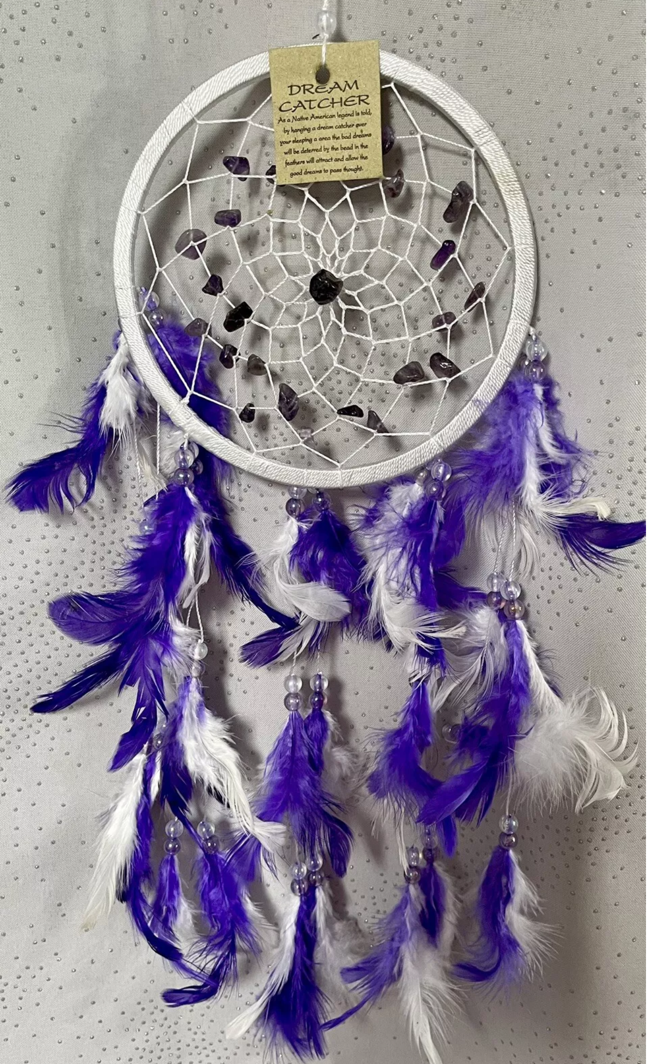 Amethyst Crystal Large Dream Catcher Purple 40cm