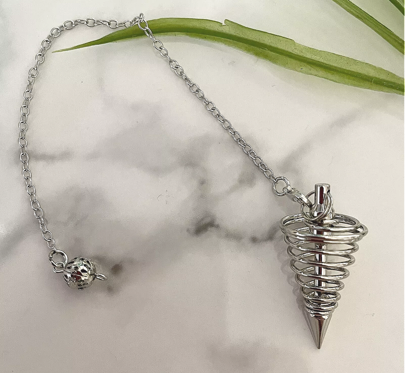 Pendulum Metal Cylinder Spiral Silver Tone Dowsing