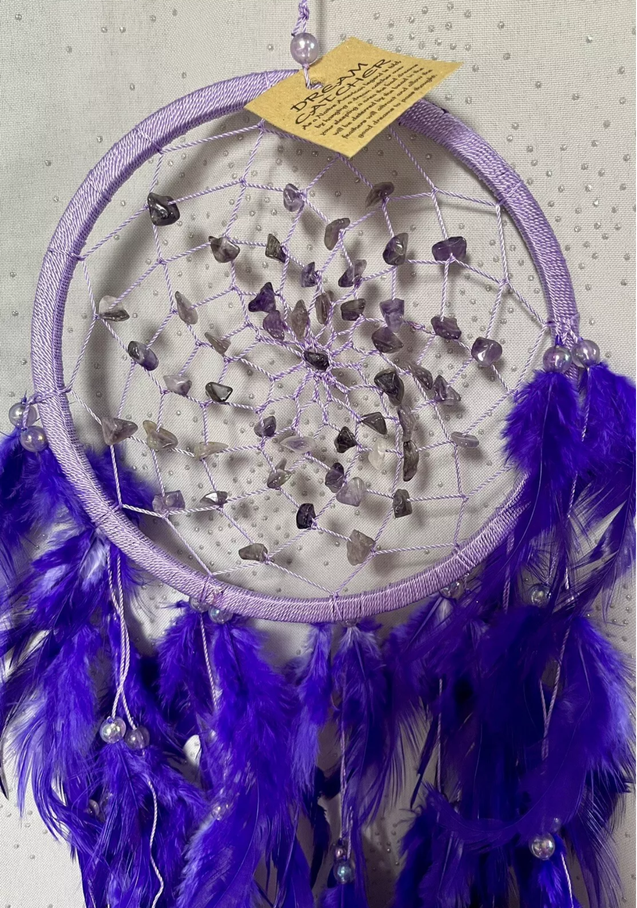 Amethyst Crystal Large Dream Catcher Purple 50cm