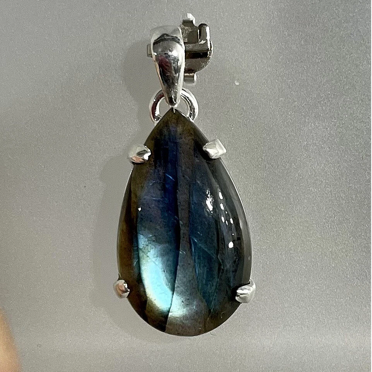 Labradorite Drop Gemstone Pendant Sterling Silver 925