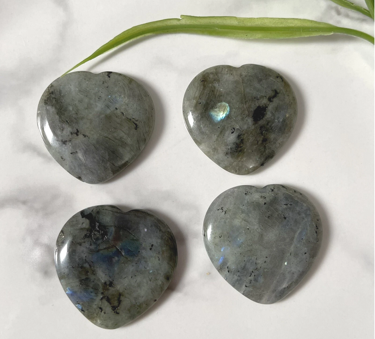 Labradorite 1x Heart Worry Thumb Stone
