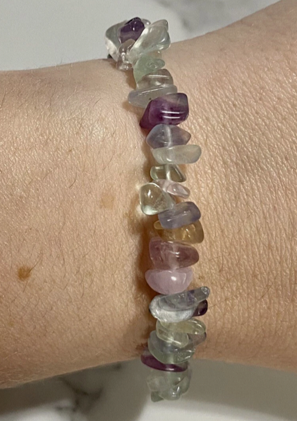 Fluorite Crystal Chip elastic Bracelet