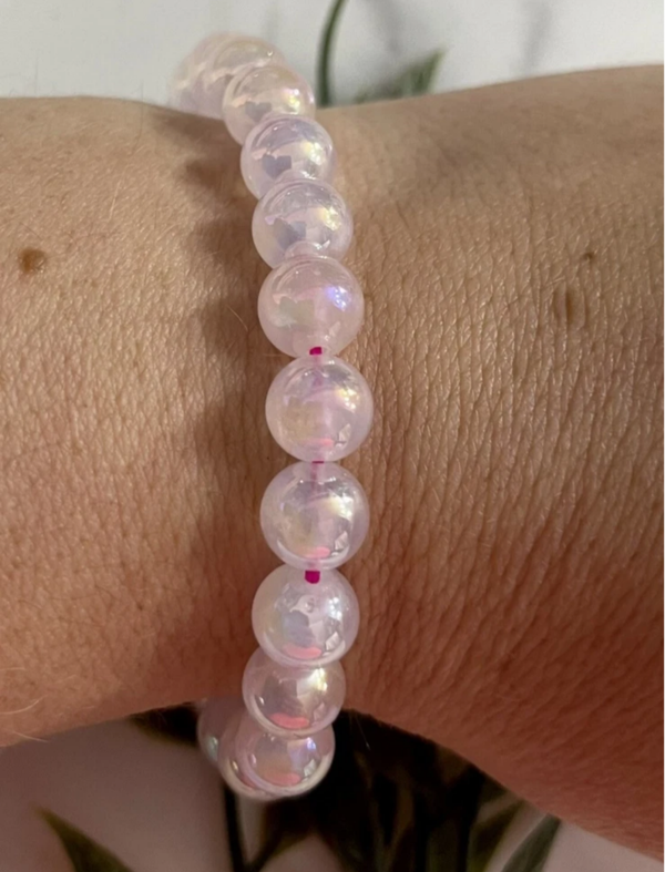 Rose Quartz Aura 8mm Beaded Bracelet