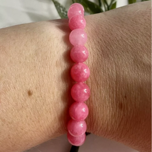 Pink Chalcedony 8mm Beaded Bracelet