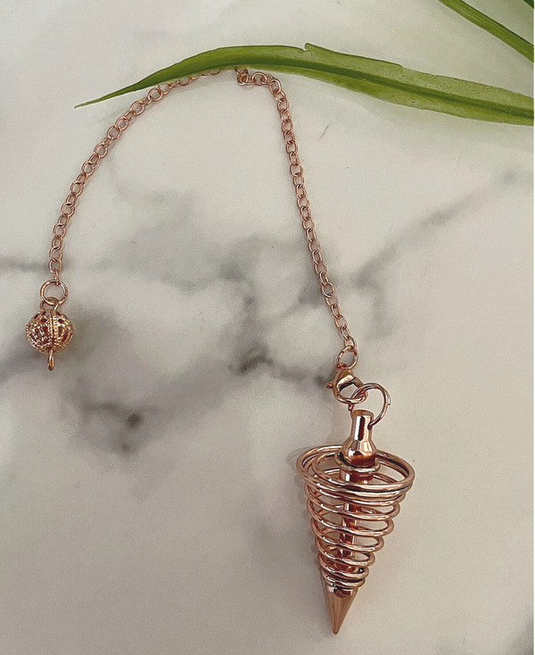 Pendulum Metal Cylinder Spiral Rose Gold Dowsing