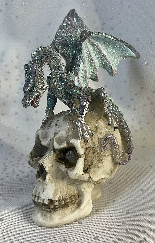 Skull With Glitter Dragon Purple/Blue Ornament