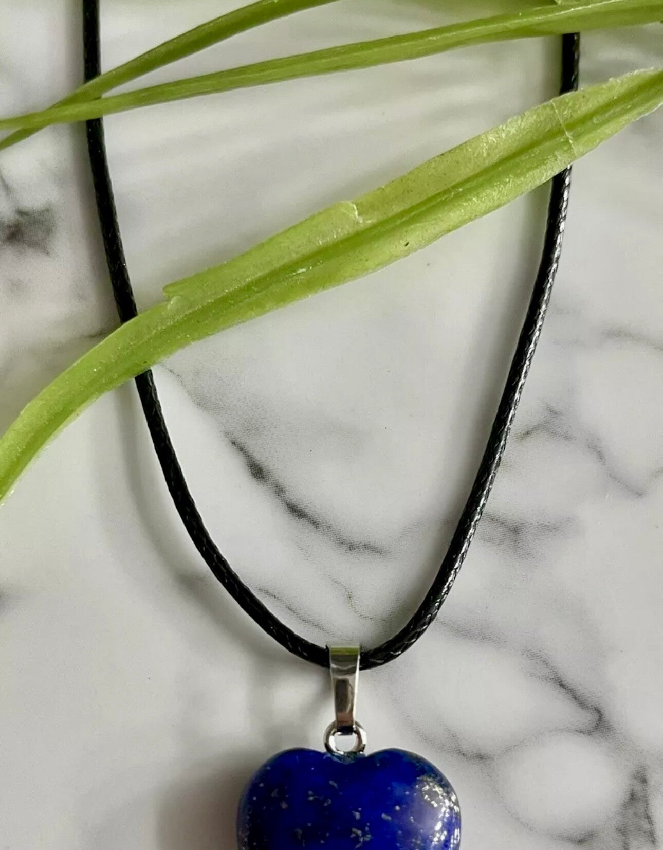 Lapis Lazuli Heart Pendant Gemstone waxed cord Necklace