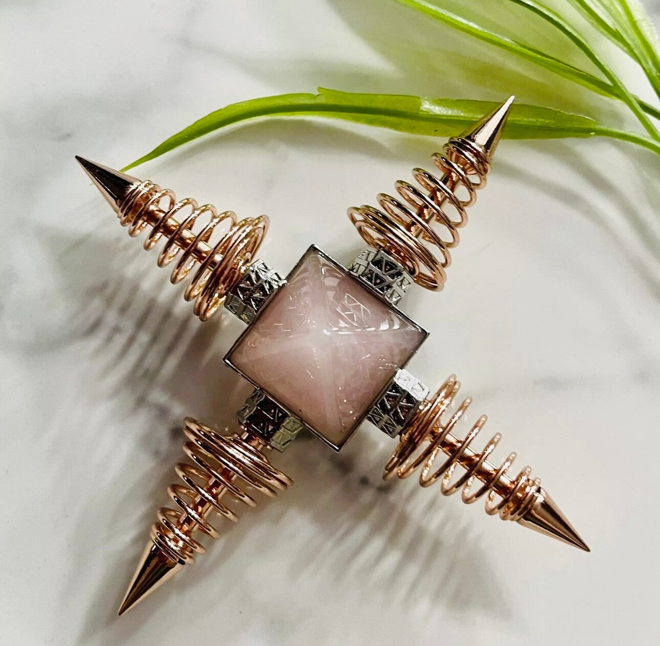 Rose Quartz energy generator Rose Gold Spiral