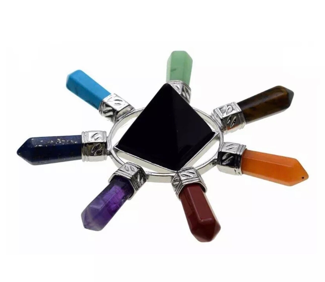 Black Obsidian energy generator 7 Chakra Wands