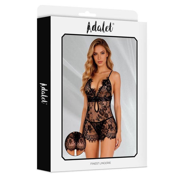 ADALET LINGERIE Fiora Babydoll y Tanga Negro