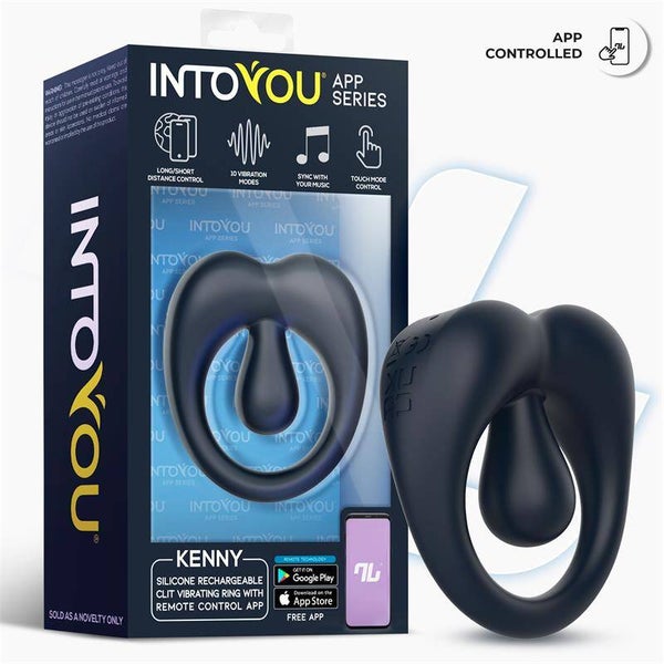 INTOYOU APP SERIES Kenny Anillo Vibrador con Estimulador de Clítoris y APP Azul Noche