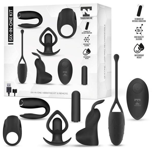 TARDENOCHE Six-In-One Kit de Bala Vibradora y 5 Accesorios de Silicona